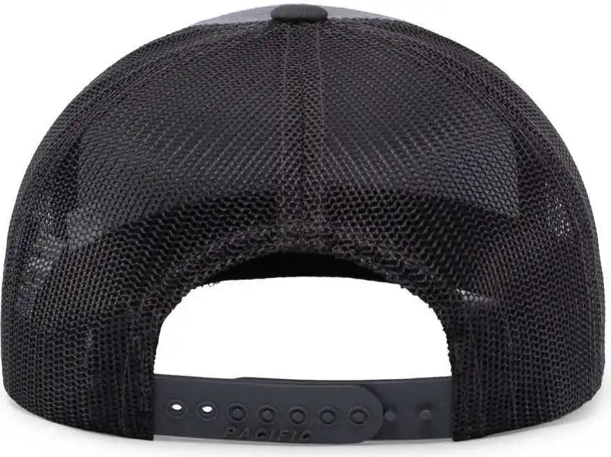 Pacific Headwear 104c Trucker Snapback Cap - Heathergrey Ltcharcoal Ltcharc - Gray Dark / 7’’ - 7 7/8’’