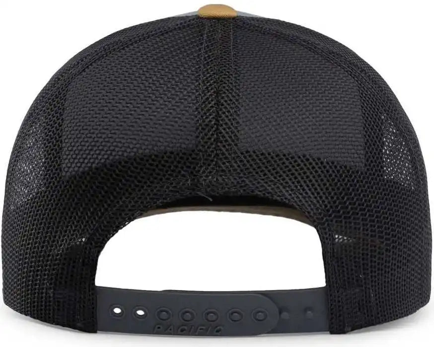 Pacific Headwear 104c Trucker Snapback Cap - Heathergrey Ltcharcoal Ambergo - Gray Dark / 7’’ - 7 7/8’’