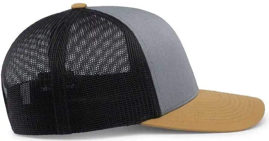 Pacific Headwear 104c Trucker Snapback Cap - Heathergrey Ltcharcoal Ambergo - Gray Dark / 7’’ - 7 7/8’’