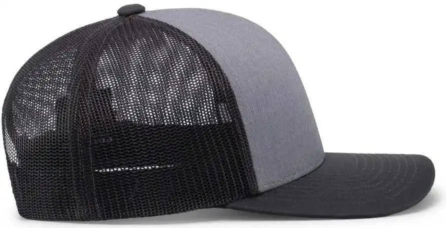 Pacific Headwear 104c Trucker Snapback Cap - Heathergrey Ltcharcoal Ltcharc - Gray Dark / 7’’ - 7 7/8’’