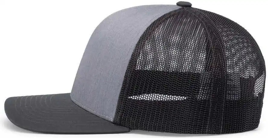 Pacific Headwear 104c Trucker Snapback Cap - Heathergrey Ltcharcoal Ltcharc - Gray Dark / 7’’ - 7 7/8’’