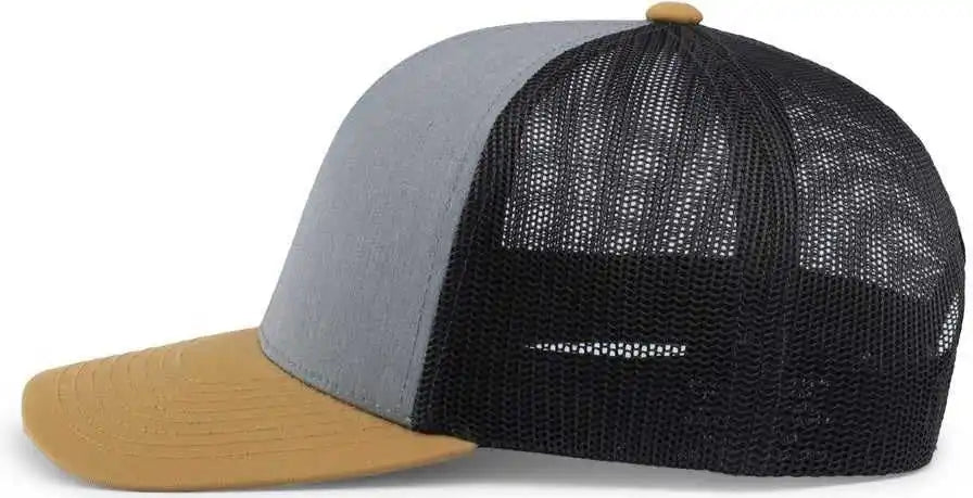 Pacific Headwear 104c Trucker Snapback Cap - Heathergrey Ltcharcoal Ambergo - Gray Dark / 7’’ - 7 7/8’’