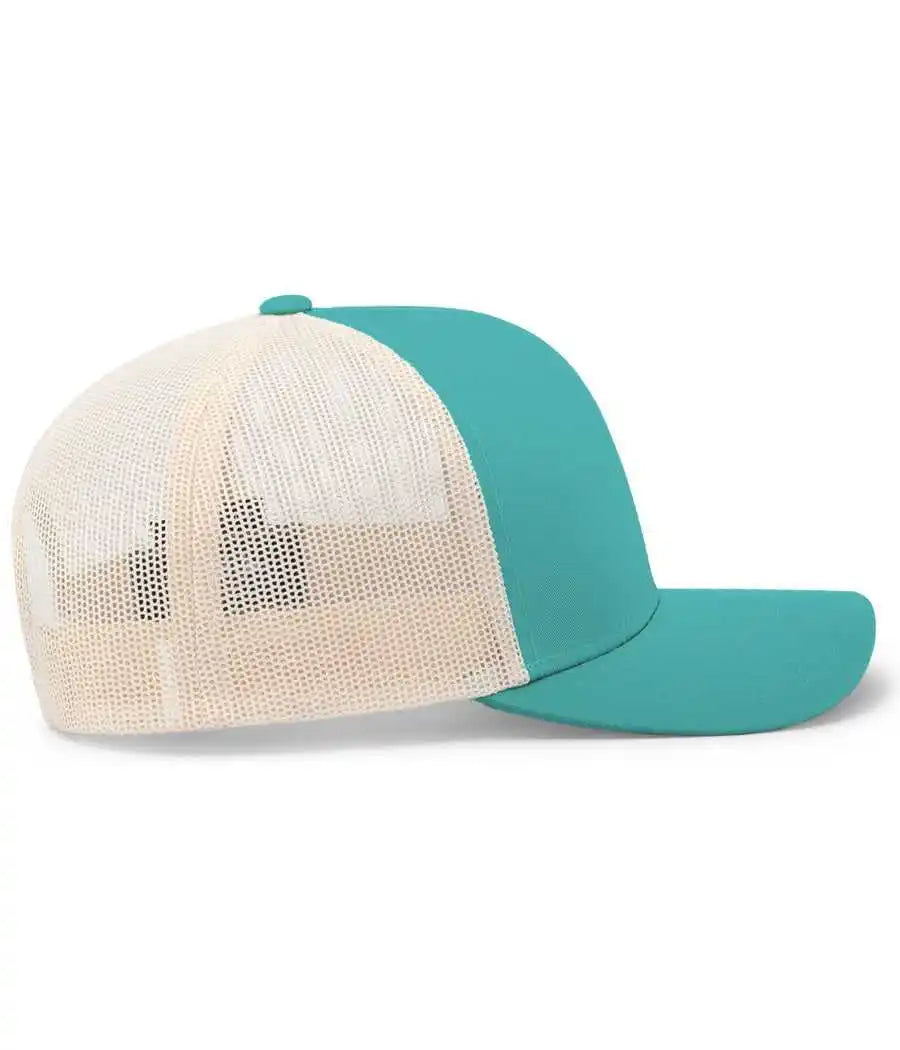 Pacific Headwear 104c Trucker Snapback Cap - Jaguar Teal Beige - Green Ivory / 7’’ - 7 7/8’’