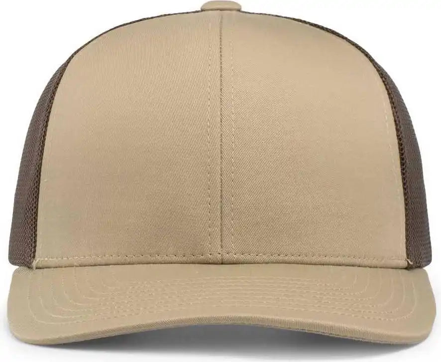 Pacific Headwear 104c Trucker Snapback Cap - Khaki Brown - 7’’ - 7 7/8’’