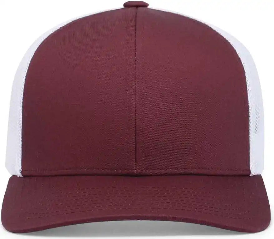 Pacific Headwear 104c Trucker Snapback Cap - Maroon White - 7’’ - 7 7/8’’