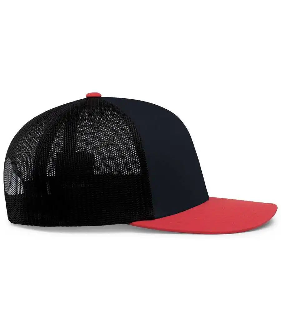 Pacific Headwear 104c Trucker Snapback Cap - Navy Red - 7’’ - 7 7/8’’