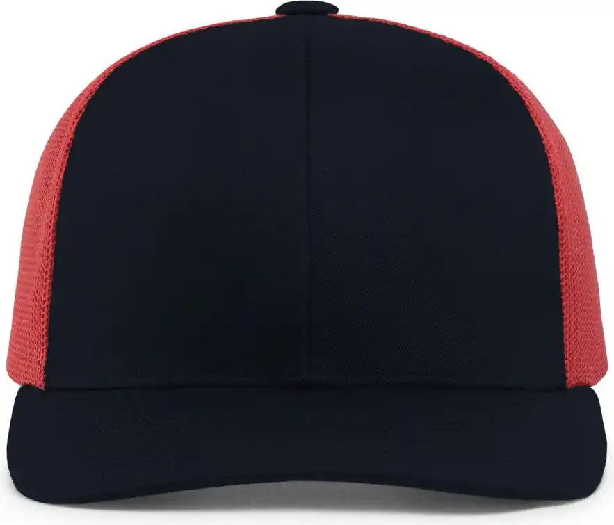 Pacific Headwear 104c Trucker Snapback Cap - Navy Red - 7’’ - 7 7/8’’