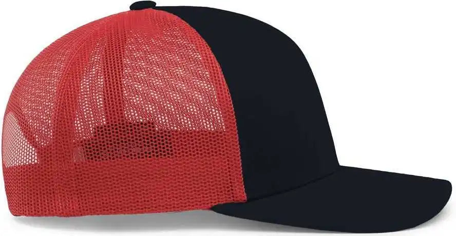 Pacific Headwear 104c Trucker Snapback Cap - Navy Red - 7’’ - 7 7/8’’