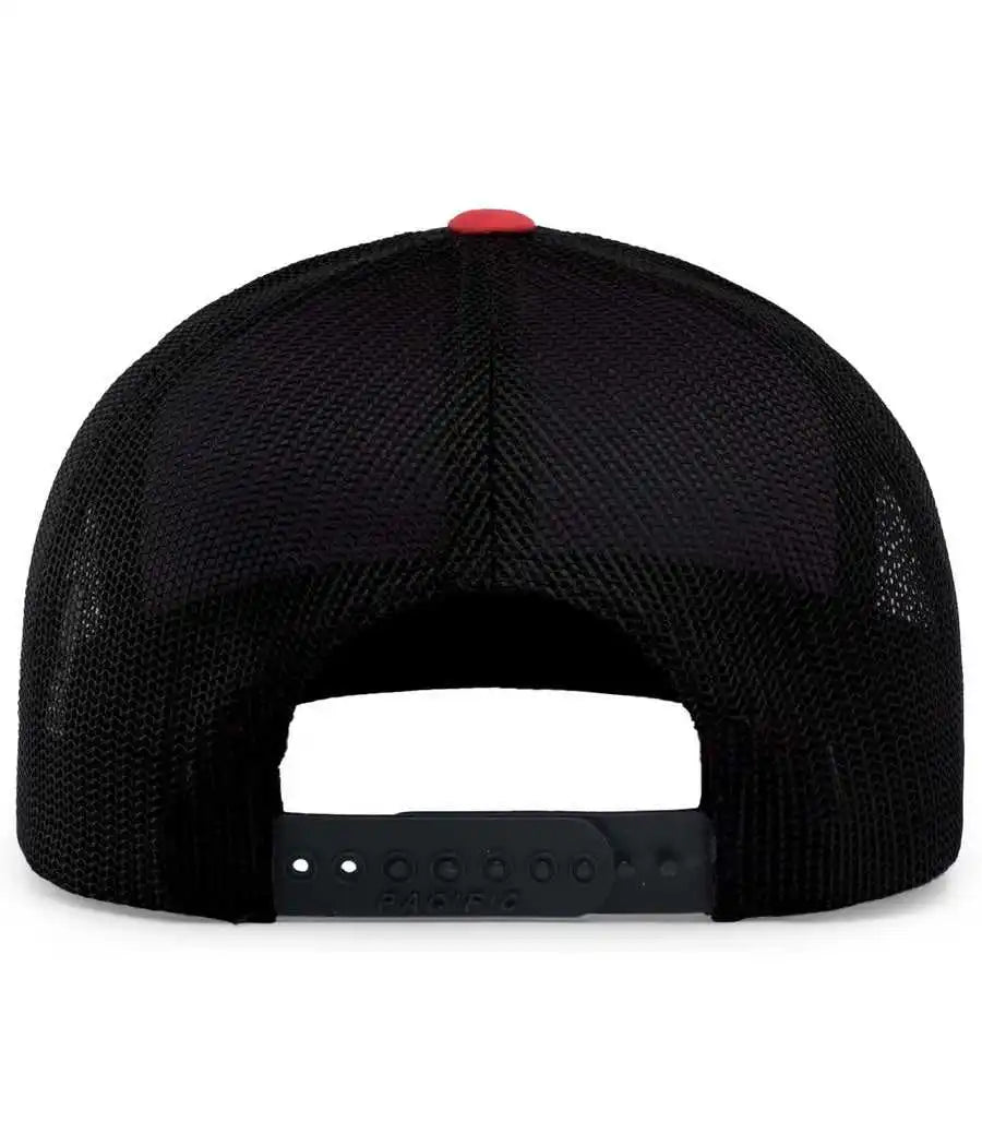 Pacific Headwear 104c Trucker Snapback Cap - Navy Red - 7’’ - 7 7/8’’