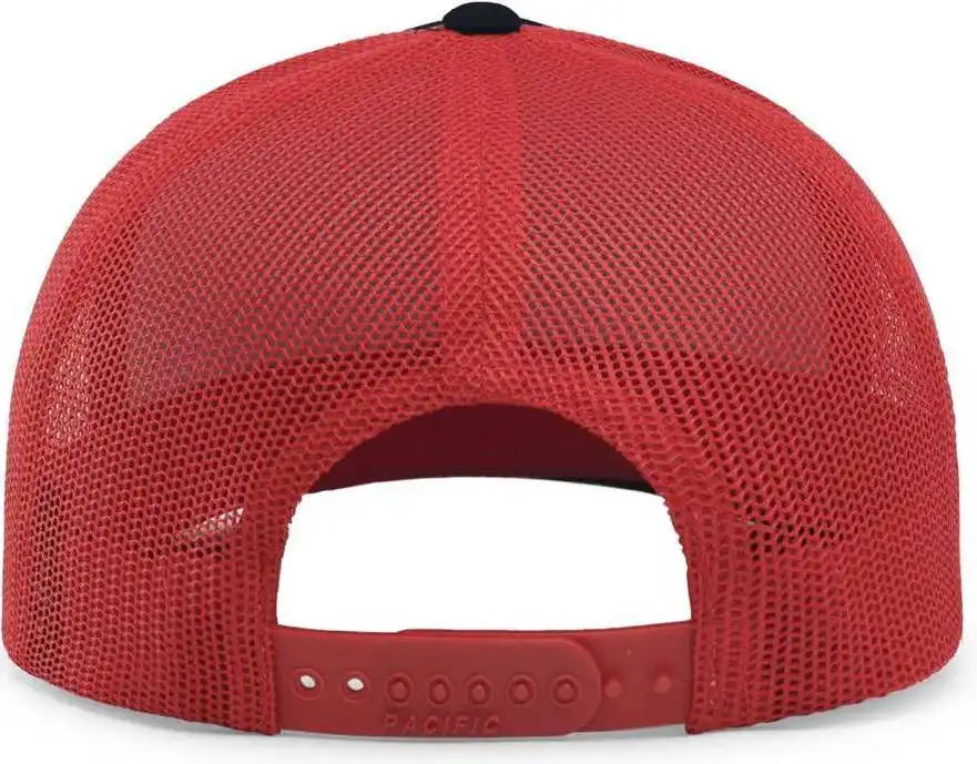 Pacific Headwear 104c Trucker Snapback Cap - Navy Red - 7’’ - 7 7/8’’