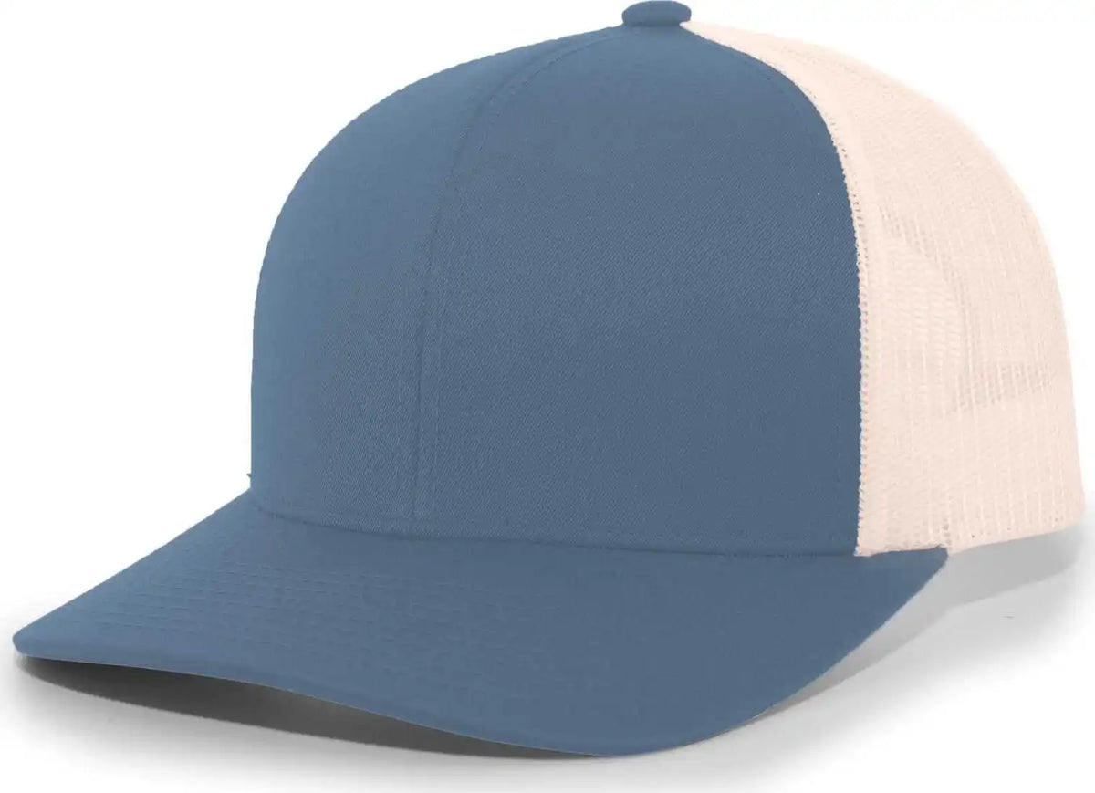Pacific Headwear 104c Trucker Snapback Cap - Ocean Blue Beige - Navy Ivory / 7’’ - 7 7/8’’