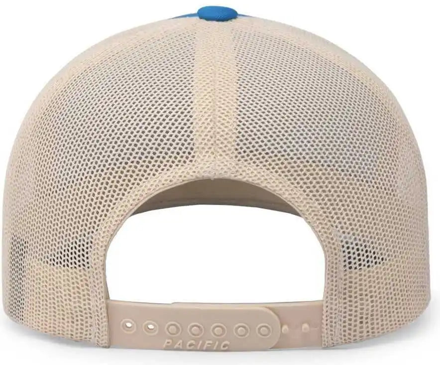 Pacific Headwear 104c Trucker Snapback Cap - Panther Teal Beige - Ivory / 7’’ - 7 7/8’’