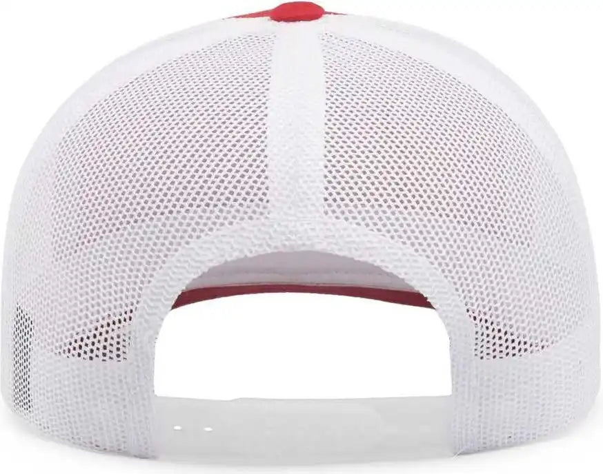 Pacific Headwear 104c Trucker Snapback Cap - Red White