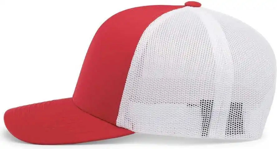 Pacific Headwear 104c Trucker Snapback Cap - Red White