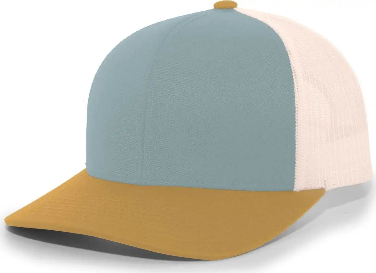 Pacific Headwear 104c Trucker Snapback Cap - Smoke Blue Amber Gold Beige - Columbia Ivory / 7’’ - 7 7/8’’