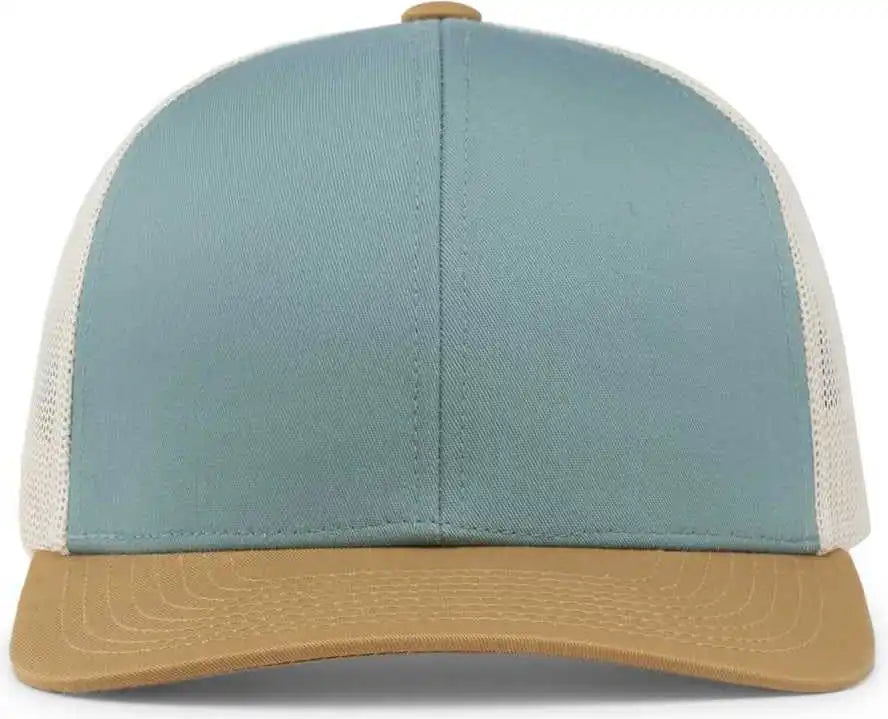Pacific Headwear 104c Trucker Snapback Cap - Smoke Blue Amber Gold Beige - Columbia Ivory / 7’’ - 7 7/8’’