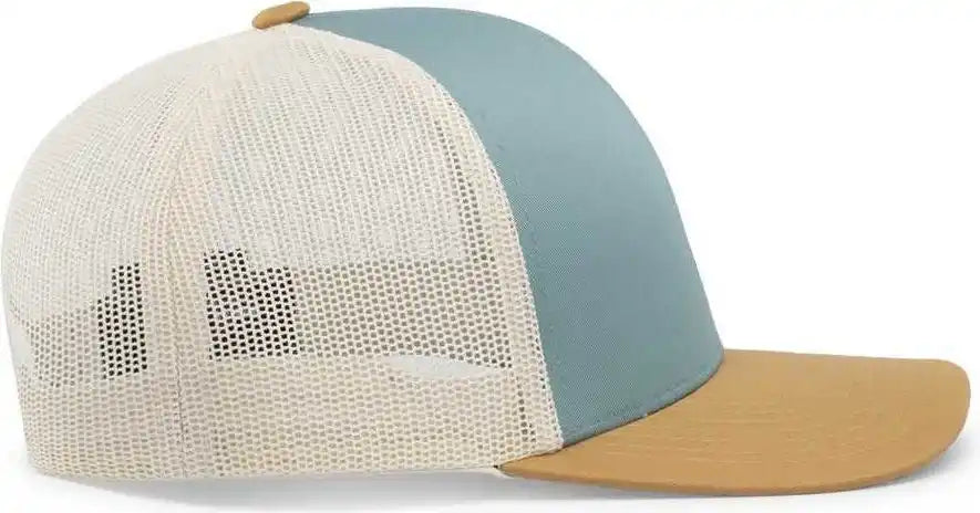 Pacific Headwear 104c Trucker Snapback Cap - Smoke Blue Amber Gold Beige - Columbia Ivory / 7’’ - 7 7/8’’