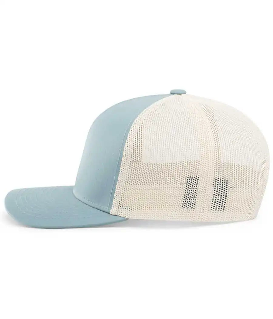 Pacific Headwear 104c Trucker Snapback Cap - Smoke Blue Beige - Columbia Ivory / 7’’ - 7 7/8’’