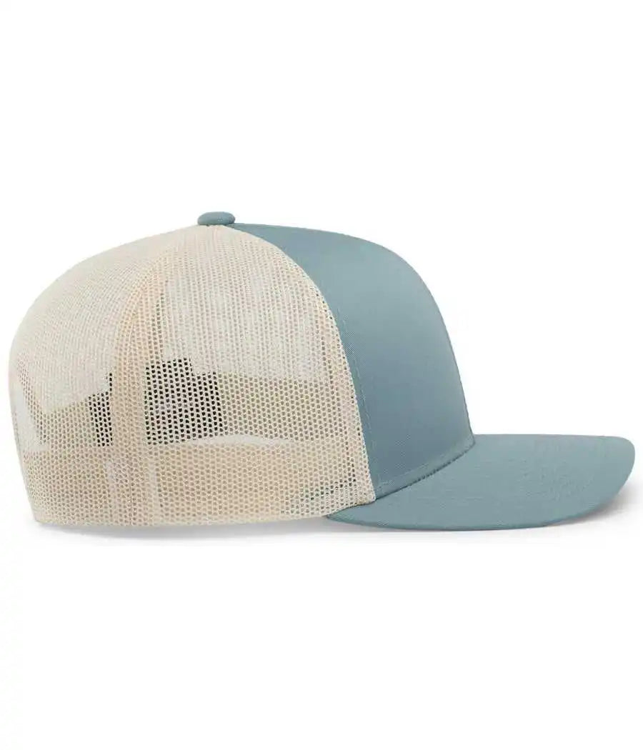 Pacific Headwear 104c Trucker Snapback Cap - Smoke Blue Beige - Columbia Ivory / 7’’ - 7 7/8’’
