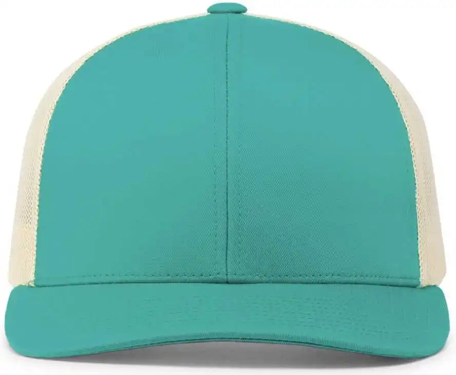 Pacific Headwear 104c Trucker Snapback Cap - Teal Beige - Ivory / 7’’ - 7 7/8’’
