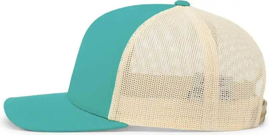 Pacific Headwear 104c Trucker Snapback Cap - Teal Beige - Ivory / 7’’ - 7 7/8’’