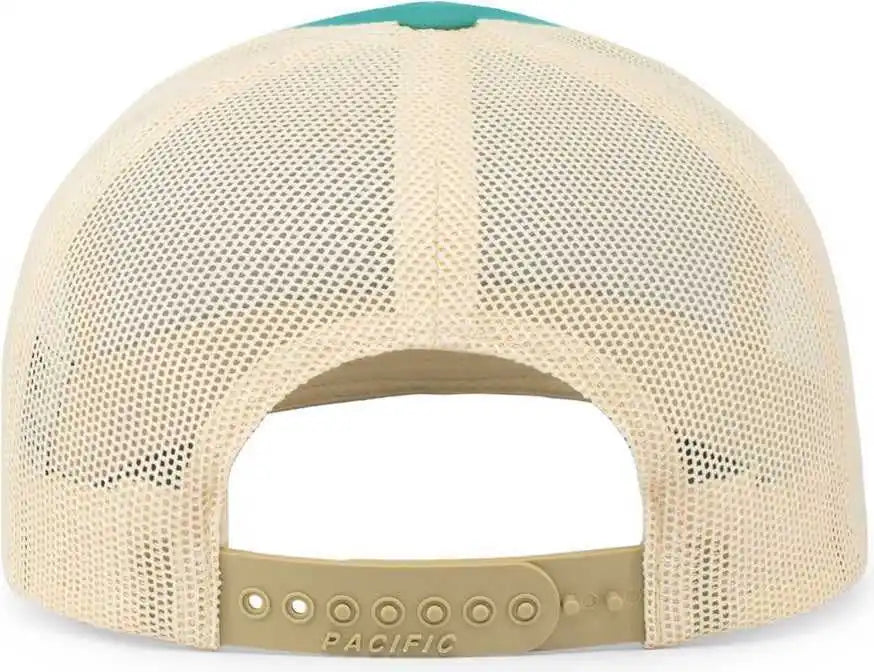Pacific Headwear 104c Trucker Snapback Cap - Teal Beige - Ivory / 7’’ - 7 7/8’’