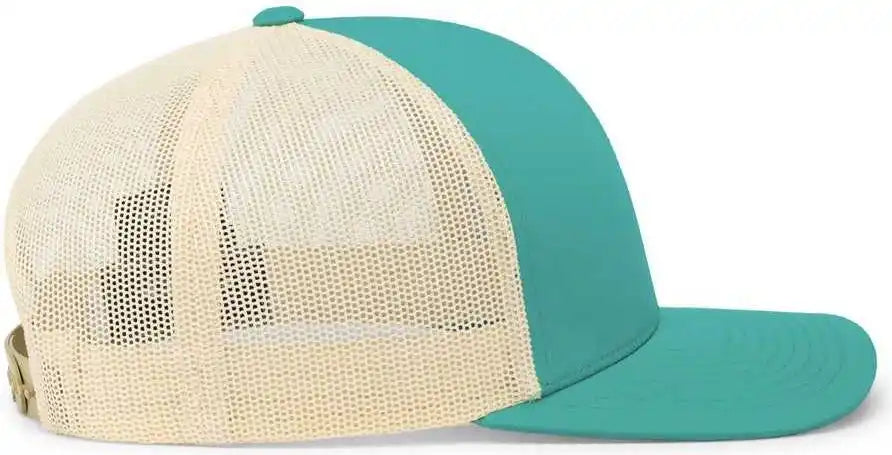 Pacific Headwear 104c Trucker Snapback Cap - Teal Beige - Ivory / 7’’ - 7 7/8’’