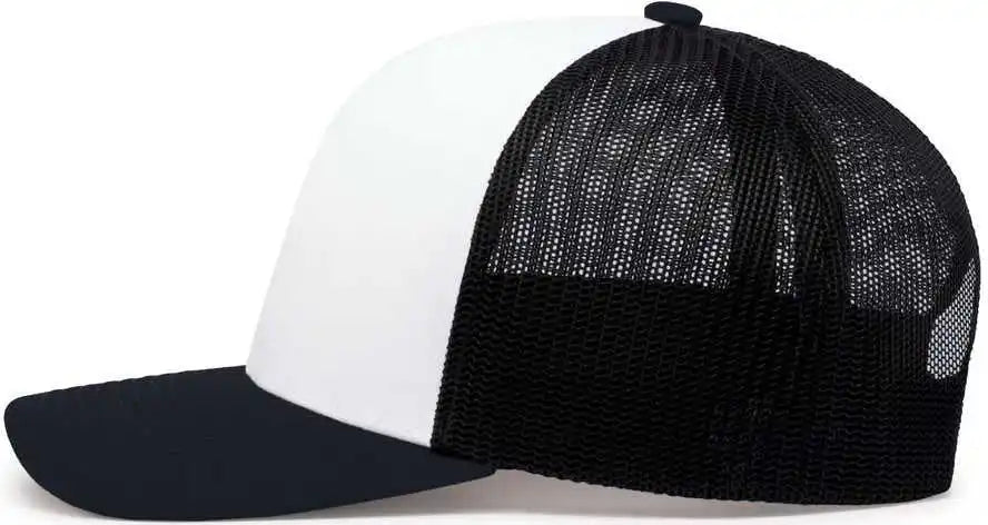 Pacific Headwear 104c Trucker Snapback Cap - White Navy - 7’’ - 7 7/8’’