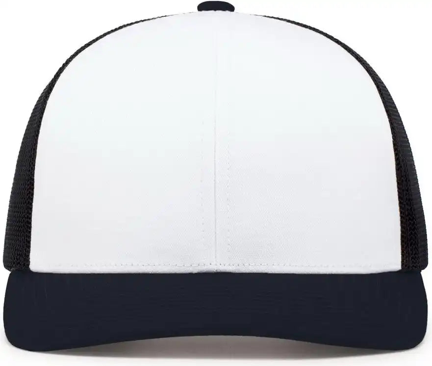 Pacific Headwear 104c Trucker Snapback Cap - White Navy - 7’’ - 7 7/8’’