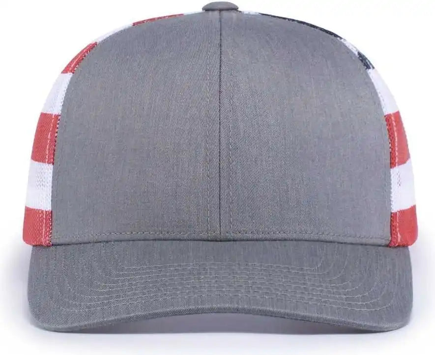 Pacific Headwear 104p Printed Trucker Cap - Heather Grey Usa - Usa / 7’’ - 7 7/8’’