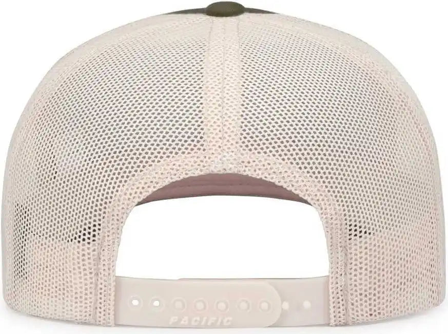 Pacific Headwear 104s Contrast Stitch Snapback Trucker Cap - Mossgreen Beige - Green Ivory / 7’’ - 7 7/8’’