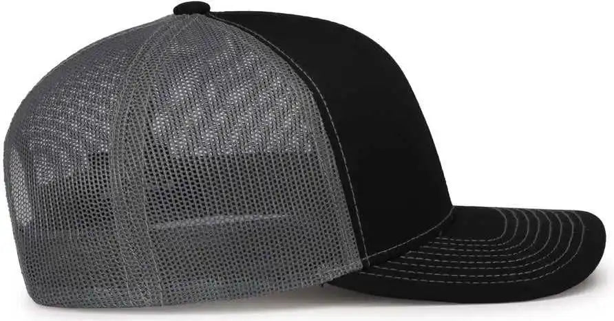 Pacific Headwear 104s Contrast Stitch Snapback Trucker Cap - Black Graphite - Dark Gray / 7’’ - 7 7/8’’