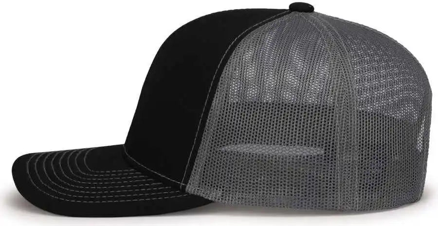 Pacific Headwear 104s Contrast Stitch Snapback Trucker Cap - Black Graphite - Dark Gray / 7’’ - 7 7/8’’