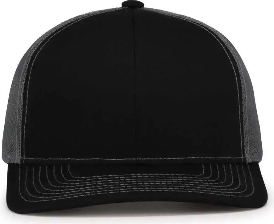 Pacific Headwear 104s Contrast Stitch Snapback Trucker Cap - Black Graphite - Dark Gray / 7’’ - 7 7/8’’