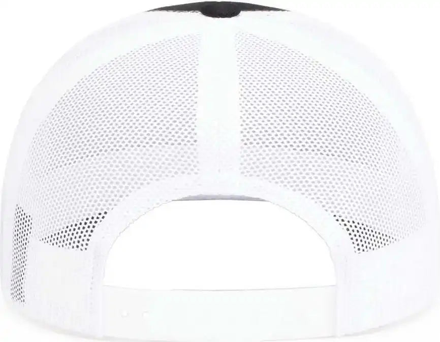 Pacific Headwear 104s Contrast Stitch Snapback Trucker Cap - Black White - 7’’ - 7 7/8’’