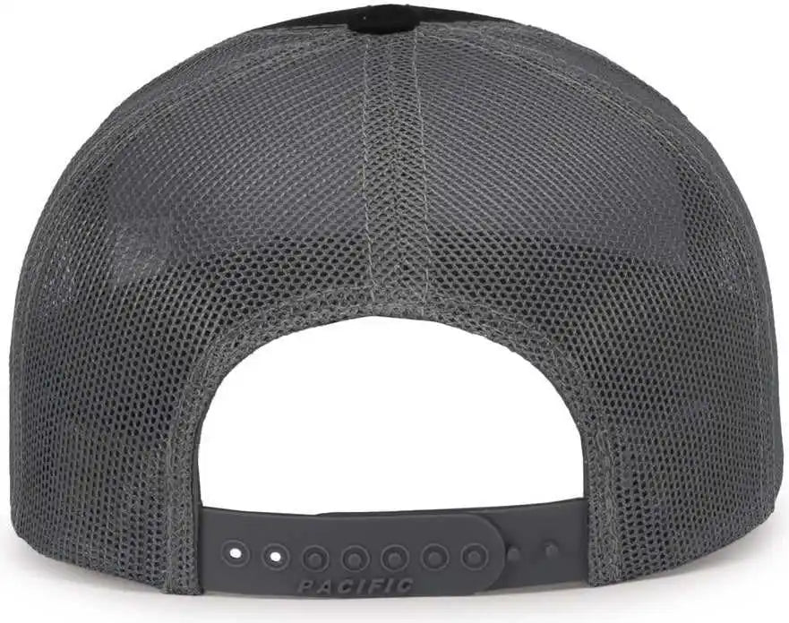 Pacific Headwear 104s Contrast Stitch Snapback Trucker Cap - Black Graphite - Dark Gray / 7’’ - 7 7/8’’