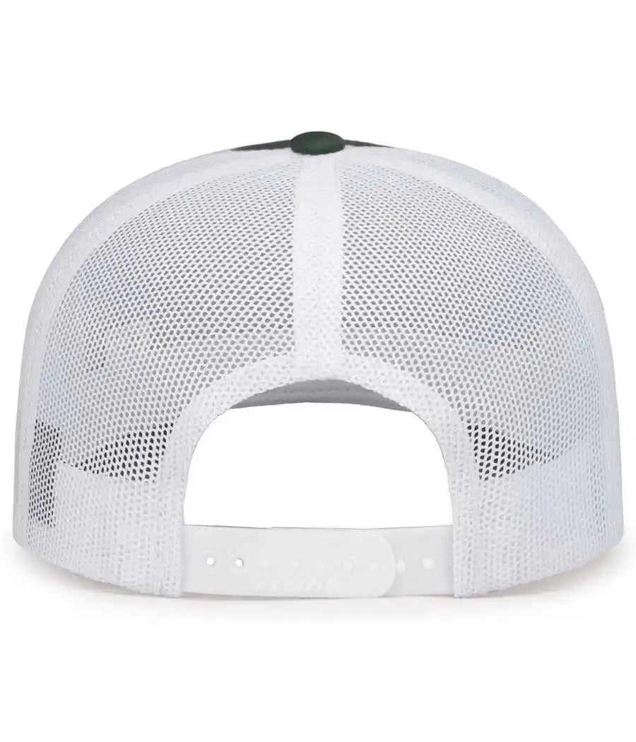 Pacific Headwear 104s Contrast Stitch Snapback Trucker Cap - Dark Green White - Forest / 7’’ - 7 7/8’’