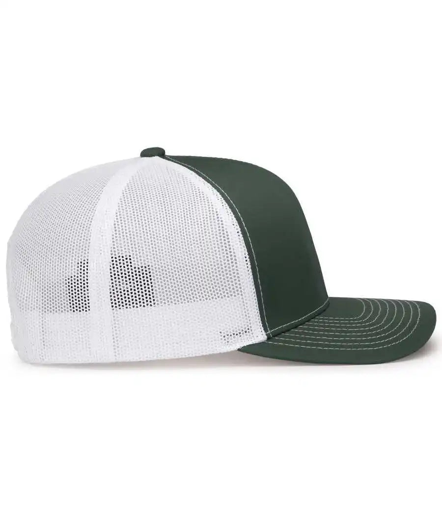 Pacific Headwear 104s Contrast Stitch Snapback Trucker Cap - Dark Green White - Forest / 7’’ - 7 7/8’’