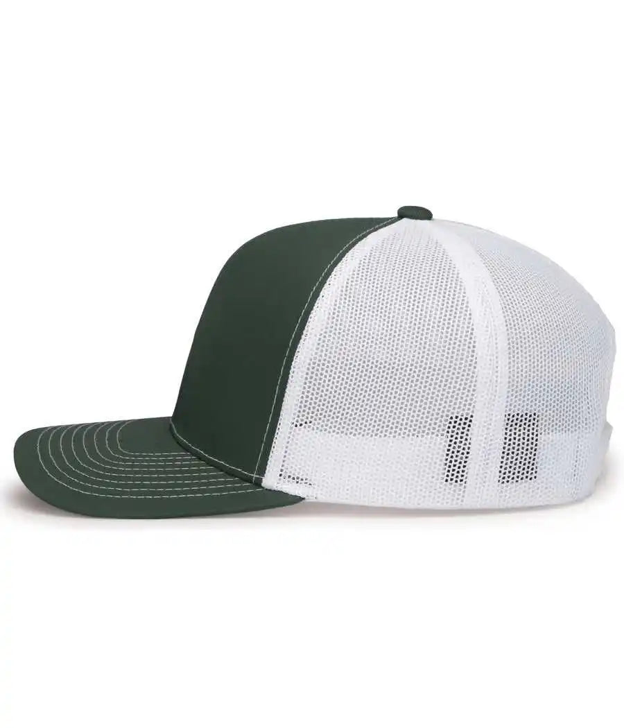 Pacific Headwear 104s Contrast Stitch Snapback Trucker Cap - Dark Green White - Forest / 7’’ - 7 7/8’’