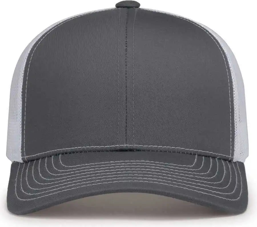 Pacific Headwear 104s Contrast Stitch Snapback Trucker Cap - Graphite White - Dark Gray / 7’’ - 7 7/8’’