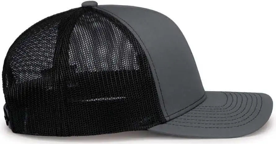 Pacific Headwear 104s Contrast Stitch Snapback Trucker Cap - Graphite Black - Dark Gray / 7’’ - 7 7/8’’