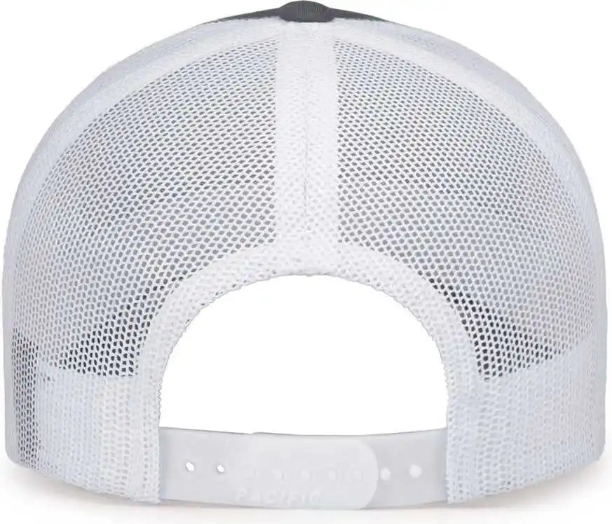 Pacific Headwear 104s Contrast Stitch Snapback Trucker Cap - Graphite White - Dark Gray / 7’’ - 7 7/8’’