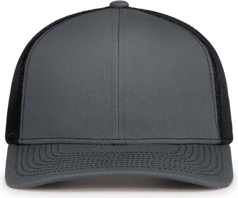 Pacific Headwear 104s Contrast Stitch Snapback Trucker Cap - Graphite Black - Dark Gray / 7’’ - 7 7/8’’