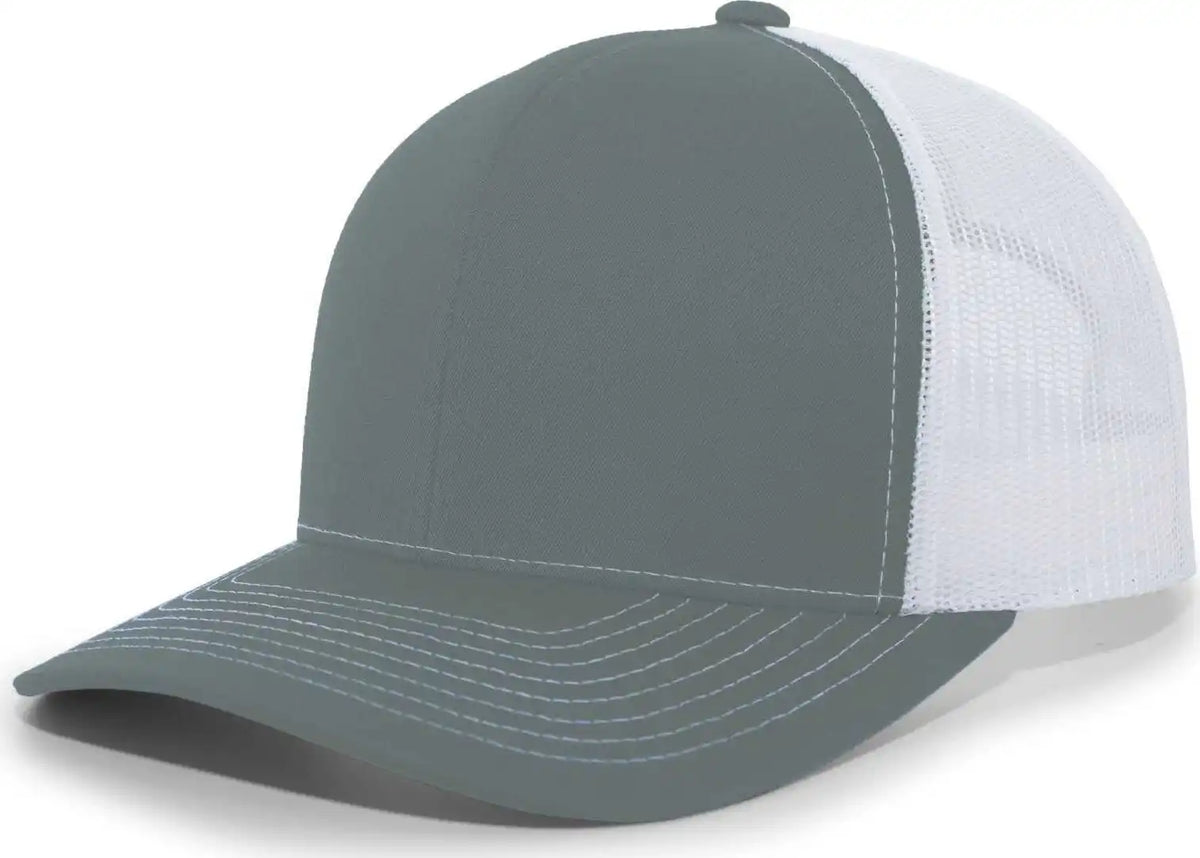 Pacific Headwear 104s Contrast Stitch Snapback Trucker Cap - Graphite White - Dark Gray / 7’’ - 7 7/8’’
