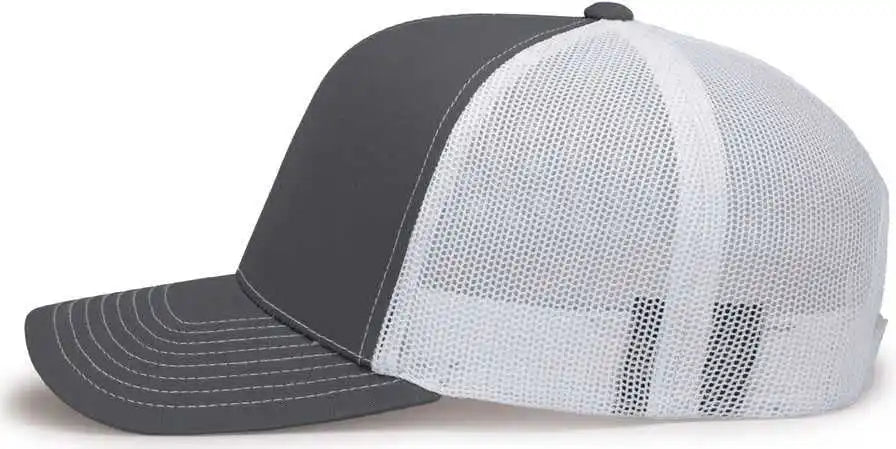 Pacific Headwear 104s Contrast Stitch Snapback Trucker Cap - Graphite White - Dark Gray / 7’’ - 7 7/8’’