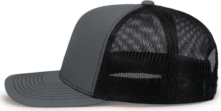 Pacific Headwear 104s Contrast Stitch Snapback Trucker Cap - Graphite Black - Dark Gray / 7’’ - 7 7/8’’