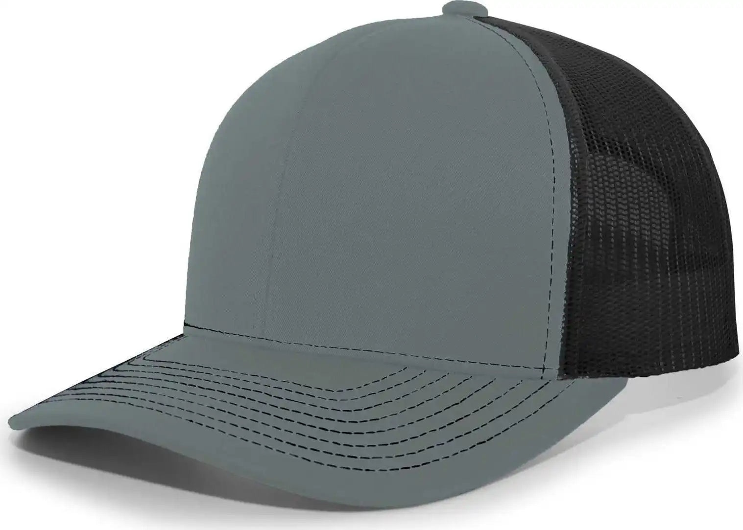 Pacific Headwear 104s Contrast Stitch Snapback Trucker Cap - Graphite Black - Dark Gray / 7’’ - 7 7/8’’