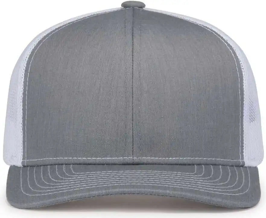 Pacific Headwear 104s Contrast Stitch Snapback Trucker Cap - Heather Grey White Gr - Gray / 7’’ - 7 7/8’’