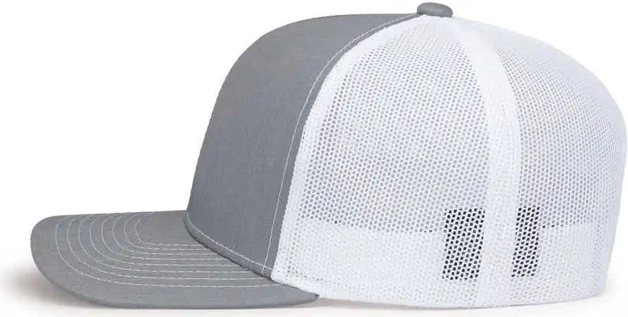 Pacific Headwear 104s Contrast Stitch Snapback Trucker Cap - Heather Grey White Gr - Gray / 7’’ - 7 7/8’’