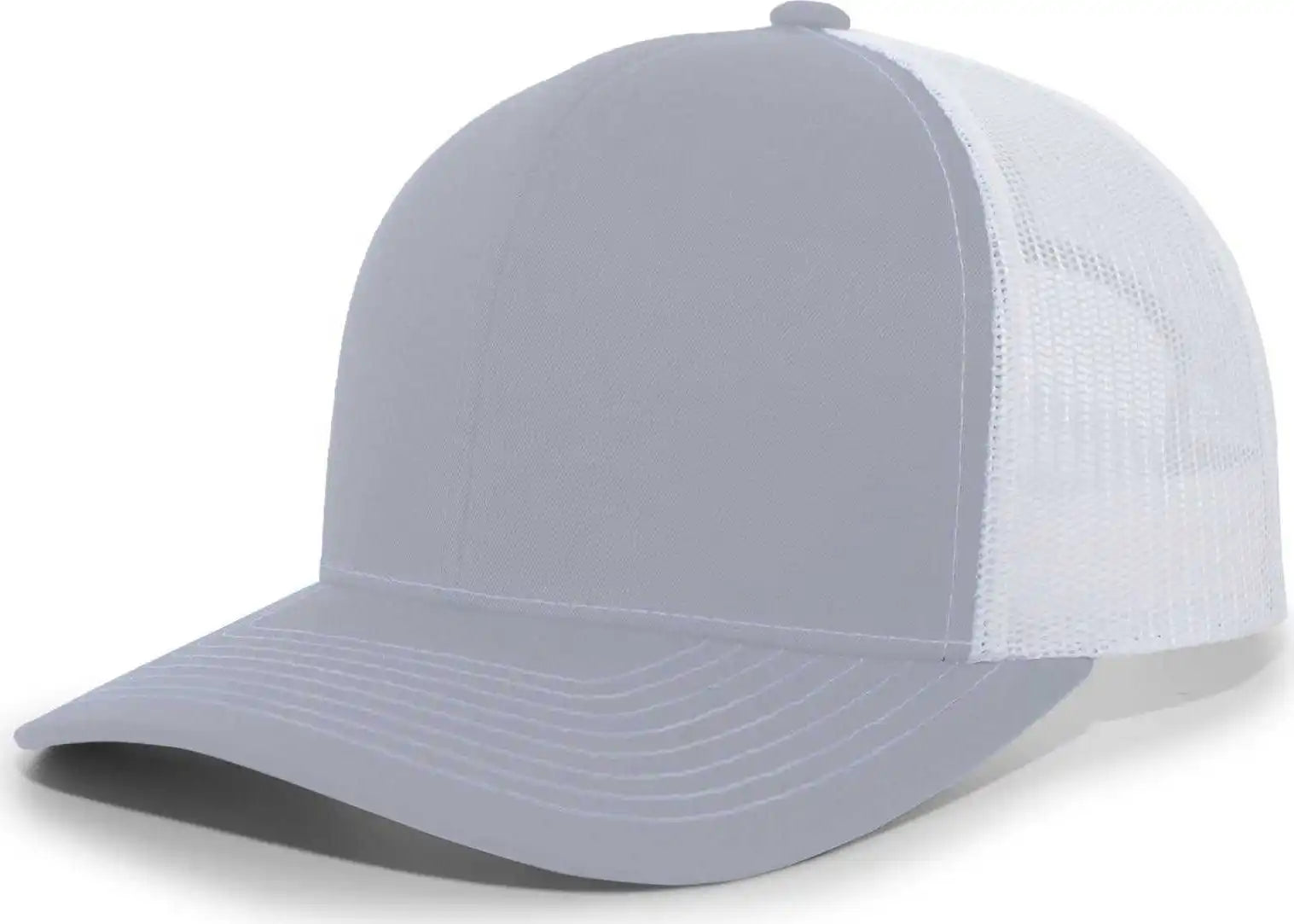 Pacific Headwear 104s Contrast Stitch Snapback Trucker Cap - Heather Grey White Gr - Gray / 7’’ - 7 7/8’’